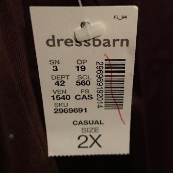 NWT Dressbarn Brown, Versatile, Long-Sleeve Tee-2X - Picture 3 of 3